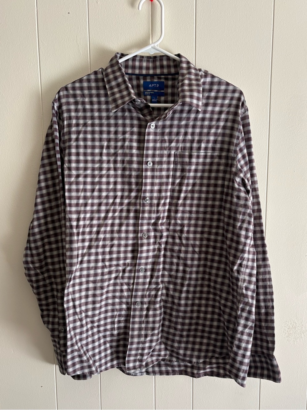 Apt. 9 Men’s Brown & White Check Button-Down Shirt